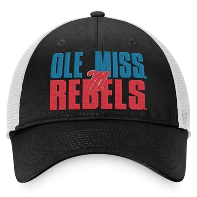 Shop Top Of The World Black/white Ole Miss Rebels Stockpile Trucker Snapback Hat