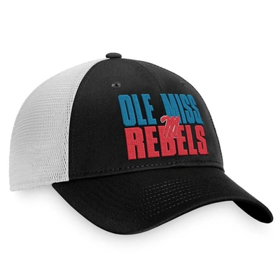 Shop Top Of The World Black/white Ole Miss Rebels Stockpile Trucker Snapback Hat