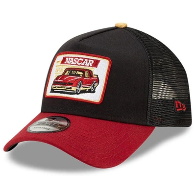 Shop New Era Black/red Nascar Legends 9forty A-frame Adjustable Trucker Hat