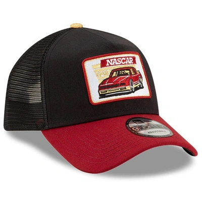 Shop New Era Black/red Nascar Legends 9forty A-frame Adjustable Trucker Hat