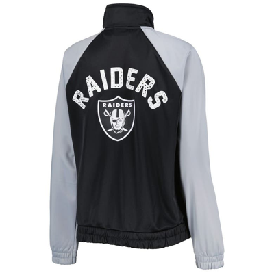 G-III 4Her by Carl Banks /silver Las Vegas Raiders Confetti Raglan Full-zip  Track Jacket At Nordstrom in Black