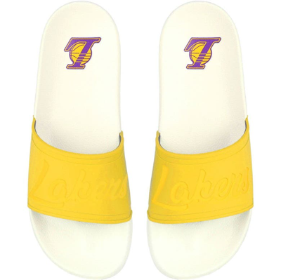 Shop Foco Los Angeles Lakers Script Wordmark Slide Sandals In White