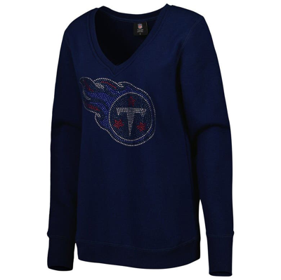 Shop Cuce Navy Tennessee Titans Deep V-neck Pullover Sweatshirt