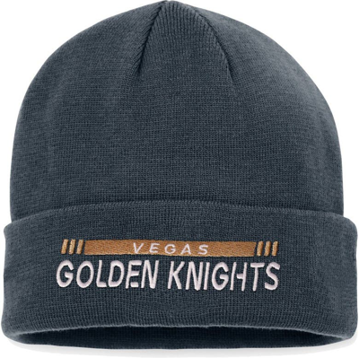 Shop Fanatics Branded Black Vegas Golden Knights Authentic Pro Rink Cuffed Knit Hat In Gray