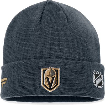 Shop Fanatics Branded Black Vegas Golden Knights Authentic Pro Rink Cuffed Knit Hat In Gray