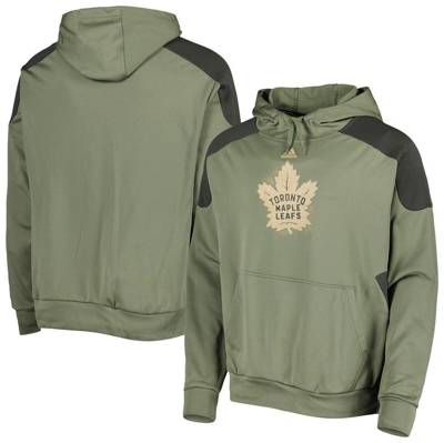 Shop Adidas Originals Adidas Olive Toronto Maple Leafs Military Appreciation Primegreen Pullover Hoodie In Green