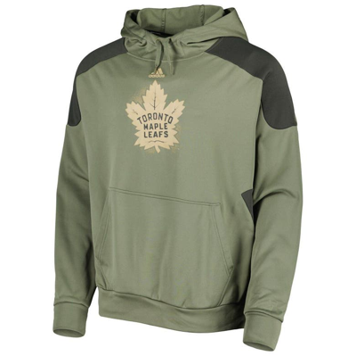 Shop Adidas Originals Adidas Olive Toronto Maple Leafs Military Appreciation Primegreen Pullover Hoodie In Green