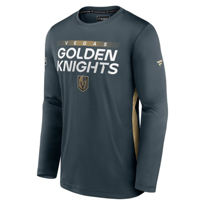Shop Fanatics Branded Gray Vegas Golden Knights Authentic Pro Rink Performance Long Sleeve T-shirt