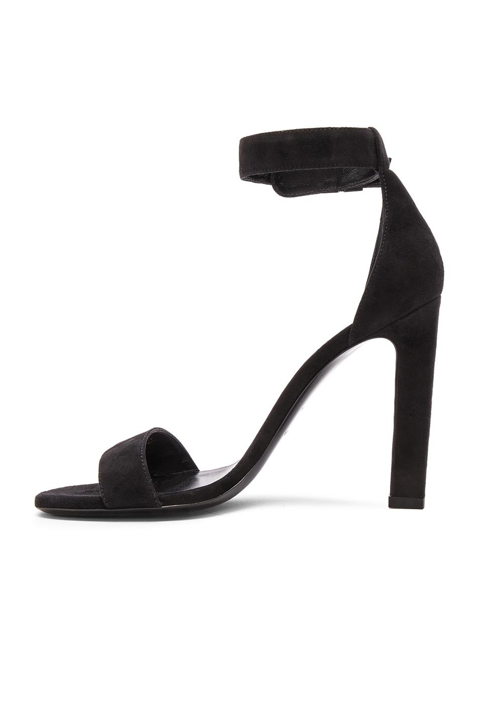 Saint Laurent Women's Grace Suede Single Strap Heeled Sandals In Black