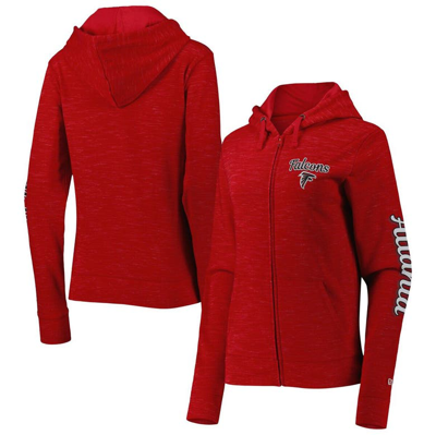 Shop New Era Red Atlanta Falcons Reverse Space-dye Full-zip Hoodie