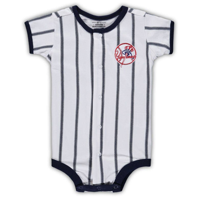 Outerstuff Newborn Boys and Girls White, Navy Boston Red Sox Power Hitter  Short Sleeve Bodysuit