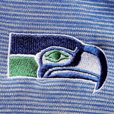 Shop Antigua Royal/heathered Gray Seattle Seahawks Throwback Cycle Quarter-zip Jacket