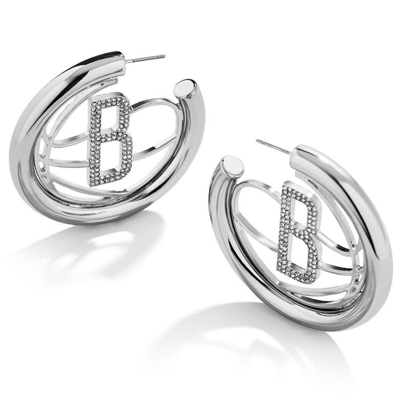 Shop Baublebar Brooklyn Nets Logo Large Hoop Earrings In Silver