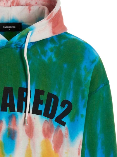 Dsquared2 Logo Tie Dye Sweatshirt Hoodie In Multicolor