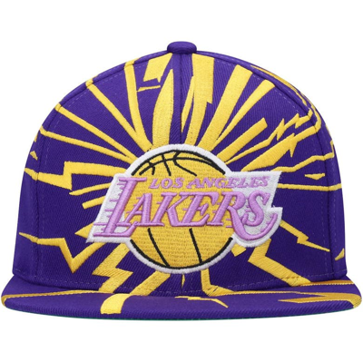 Shop Mitchell & Ness Purple Los Angeles Lakers Hardwood Classics Earthquake Snapback Hat