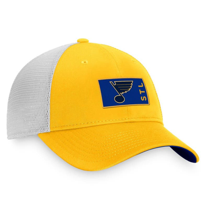 Shop Fanatics Branded Gold/white St. Louis Blues Authentic Pro Rink Trucker Snapback Hat