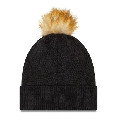 Shop New Era Black Brooklyn Nets Snowy Cuffed Knit Hat With Pom