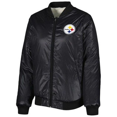 G-iii 4her By Carl Banks Women's Oatmeal, Black Pittsburgh Steelers  Switchback Reversible Full-zip J In Oatmeal,black