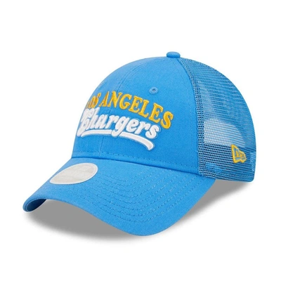 Shop New Era Powder Blue Los Angeles Chargers Team Trucker 9forty Snapback Hat