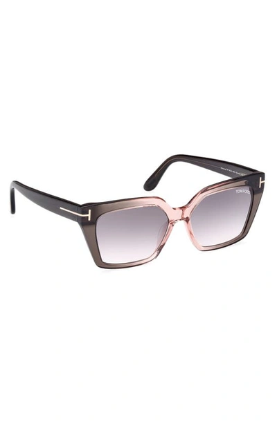 Shop Tom Ford Winona 53mm Gradient Cat Eye Sunglasses In Shiny Grey Rose / Rose Mirror