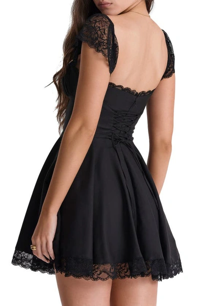 House Of Cb Kaia Lace Trim Fit & Flare Minidress In Black