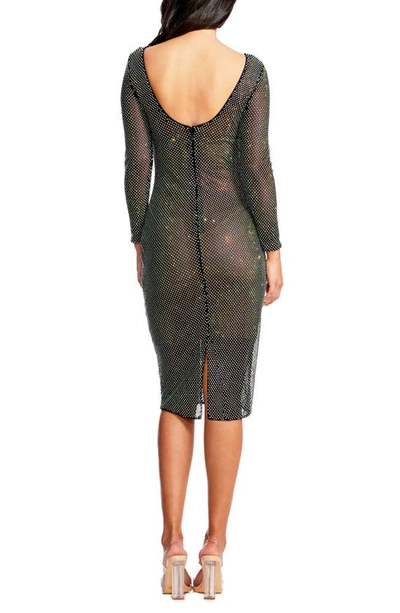 Dress The Population Emery Bateau-neck Rhinestone Sheath Dress In Black Multi