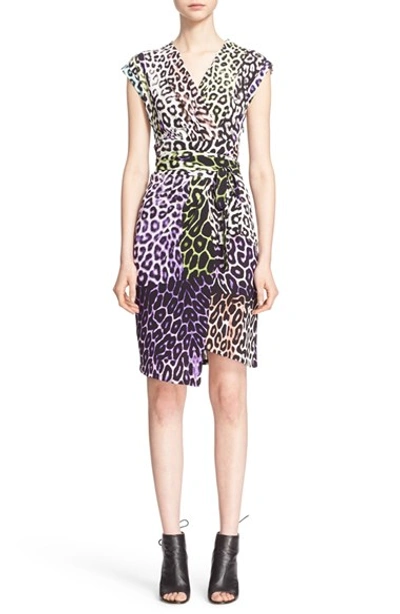 Just Cavalli Leopard Print Wrap Dress In Black Multi