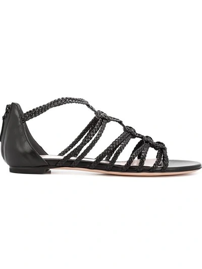 Alexander Mcqueen Woman Braided Leather Sandals Black