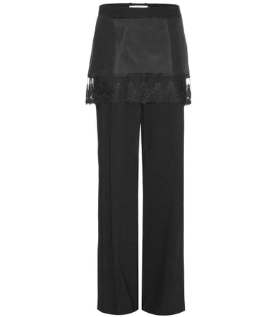 Shop Givenchy Lace-trimmed Jersey Trousers In Black