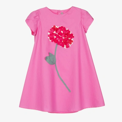 Shop Il Gufo Girls Pink Cotton Flower Dress