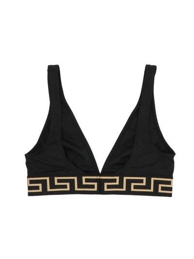Shop Versace 'greca E Medusa' Bikini Top In Black