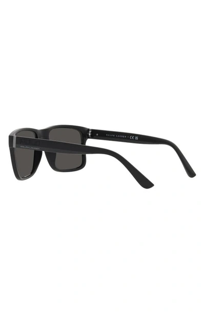 Shop Polo Ralph Lauren 57mm Rectangular Sunglasses In Matte Black