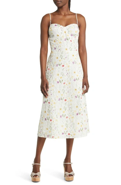 Shop Chelsea28 Eyelet Embroidered Midi Dress In White Embroidered Floral