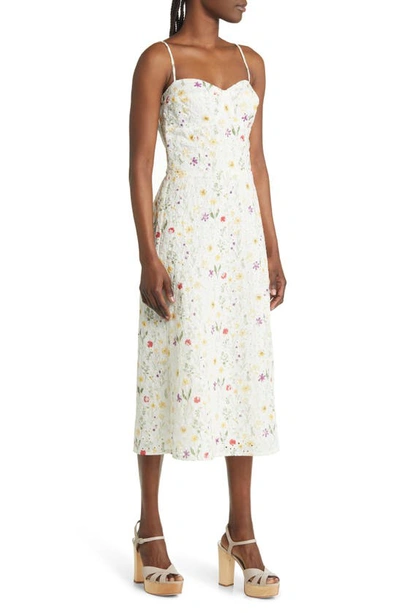 Shop Chelsea28 Eyelet Embroidered Midi Dress In White Embroidered Floral