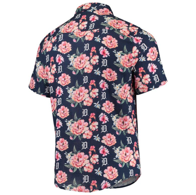 Shop Foco Navy Detroit Tigers Floral Linen Button-up Shirt