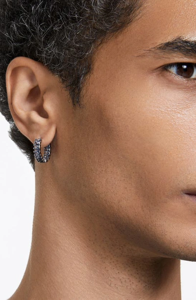 Swarovski Matrix Crystal Baguette Hoop Earrings In Gray