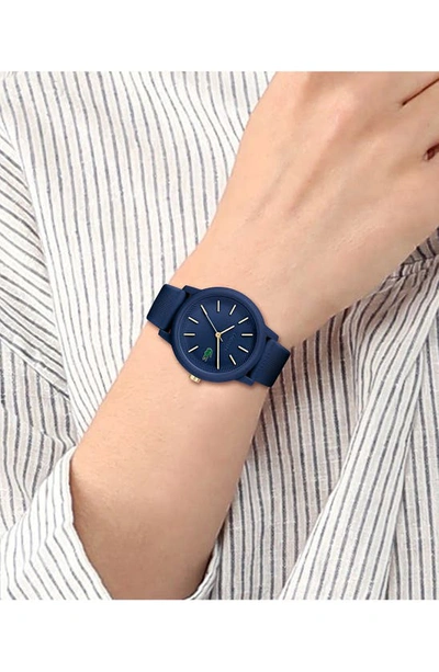Lacoste Women's L.12.12 Navy Silicone Strap Watch 36mm Women's Shoes In Blue