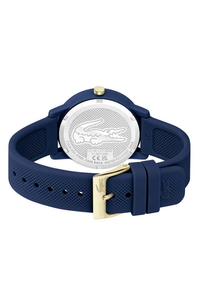 Lacoste Women's L.12.12 Navy Silicone Strap Watch 36mm Women's Shoes In Blue