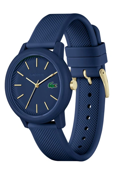 Lacoste Women's L.12.12 Navy Silicone Strap Watch 36mm Women's Shoes In Blue