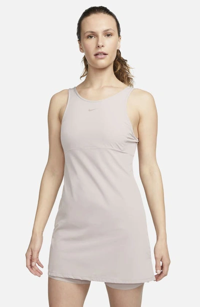 Shop Nike Bliss Dri-fit Training Dress In Diffused Taupe/ Clear