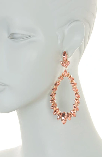 Shop Natasha Marquise Crystal Teardrop Earrings In Rose Gold/ Peach