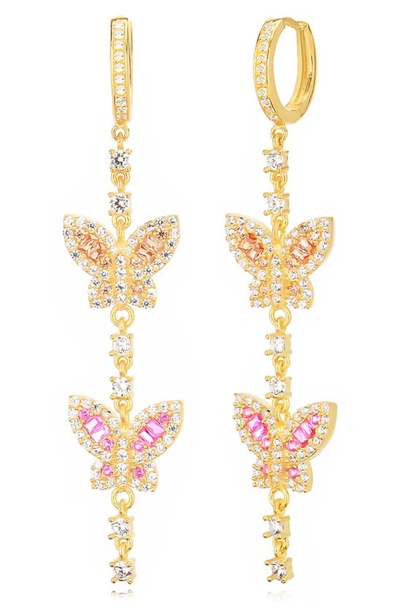 Shop Gabi Rielle Cz Butterfly Drop Earrings In Gold