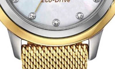 Shop Citizen Eco-drive Diamond Accent Mesh Strap Watch, 32mm In Gold