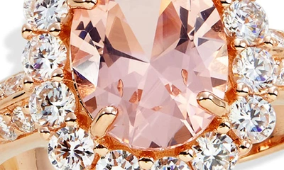 Shop Savvy Cie Jewels 18k Rose Gold Plated Sterling Silver, Morganite & Cz Ring In Pink