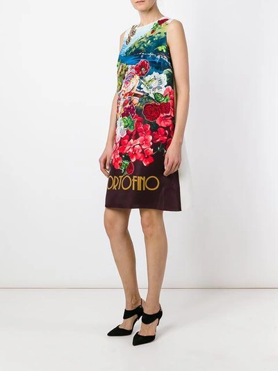 Shop Dolce & Gabbana Portofino Print Embellished Dress - Multicolour