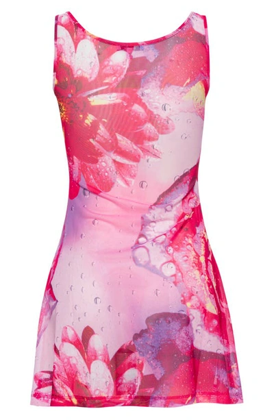 Shop Miaou Ginger Abstract Floral Print Mesh Dress In Dewy Rose