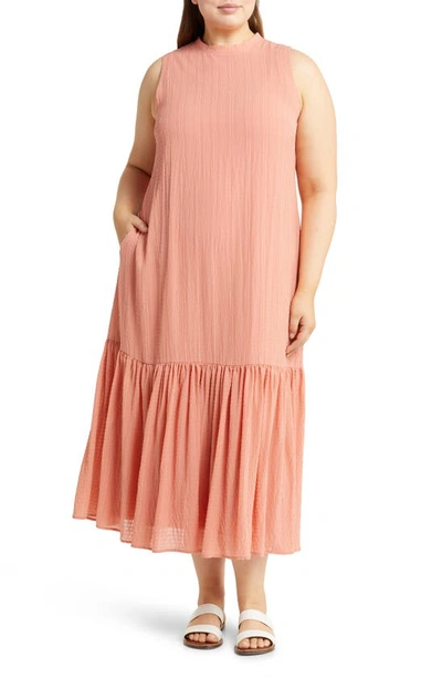 Shop Nordstrom Sleeveless Seersucker Maxi Dress In Pink Desert