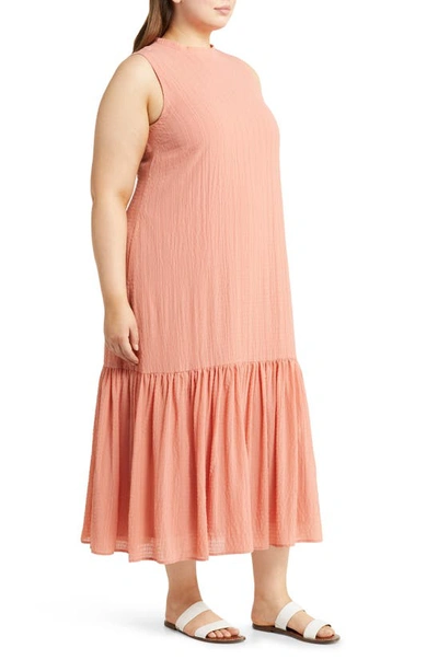 Shop Nordstrom Sleeveless Seersucker Maxi Dress In Pink Desert