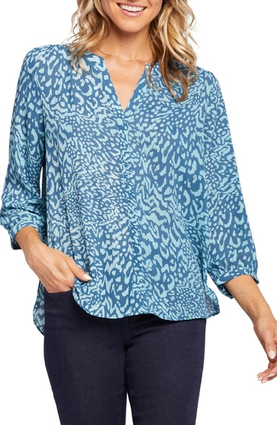 Shop Nydj High-low Crepe Blouse In Agness