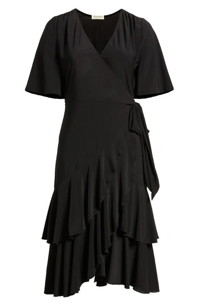 Shop Kiyonna Miranda Ruffle Wrap Dress In Black Noir